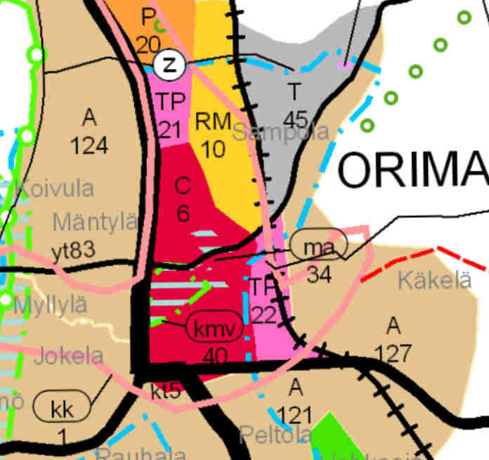 Maakuntakaava Päijät-Hämeen maakuntakaavassa (ympäristöministeriön vahvistama 11.3.2008) alue sijaitsee Orimattilan keskustatoimintojen alueella (C6).