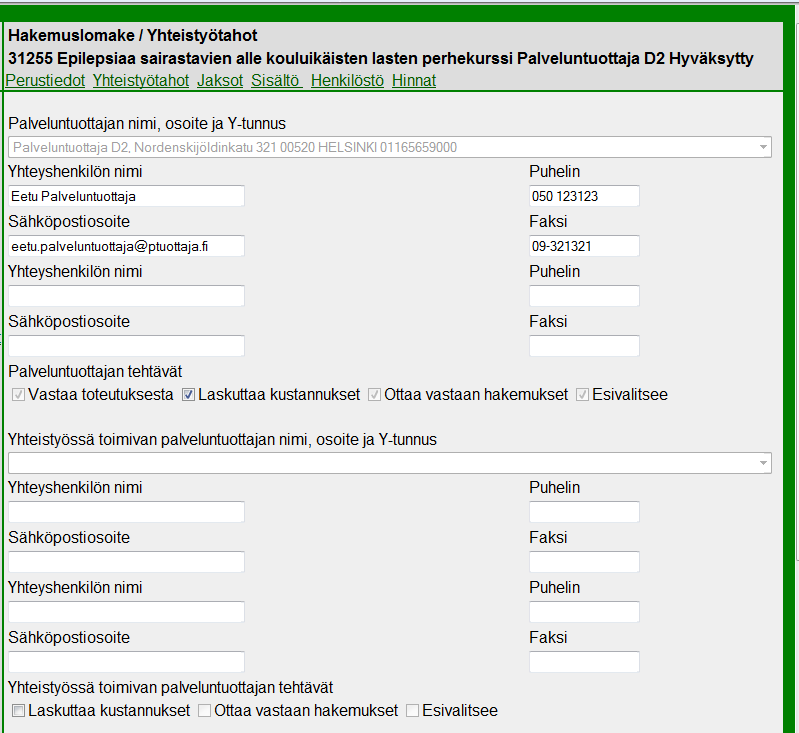 9 3 Kurssien aikataulujen, yhteyshenkilö- ja