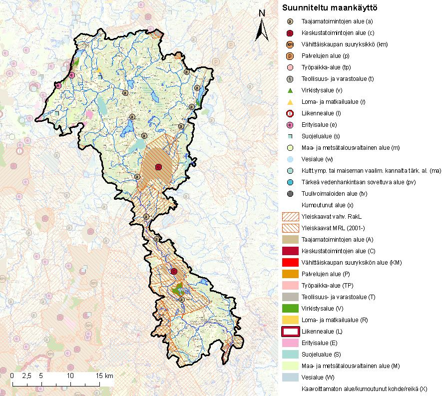 7 Affecto Finland Oy, Karttakeskus, Lupa L4659. SYKE, Maakuntien liitot Kuva 4. Maakuntakaavan mukainen suunniteltu maankäyttö Mustijoen valuma-alueella.