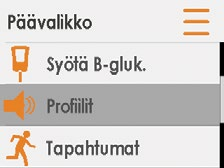 Ääniprofiilien mukauttaminen: Vastaanotin Vaihe Mitä näet Mitä sinun pitää tehdä Merkitys 1 Paina Valitse. Siirry päävalikkoon. 2 Paina alas-nuolta. Profiilit toisella näytöllä.