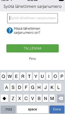(jatkoa edelliseltä sivulta) Lähettimen ja sovelluksen yhdistäminen/laiteparin muodostaminen