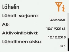 (jatkoa edelliseltä sivulta) Vaihe Mitä näet Mitä sinun pitää tehdä 2 Paina alas-nuolta kohtaan Asetukset. Paina Valitse. 3 Paina alas-nuoli kohtaan Lähetin. Paina Valitse. 4 Paina Valitse.