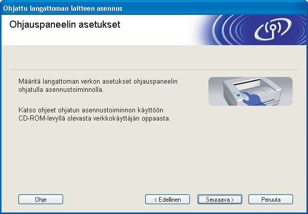 7 Jos valitset Tietokoneessa on langaton yhteys, valitse Käytän tukiasemaa infrastruktuuriverkossa ja napsauta Seuraava. Siirry vaiheeseen 9.