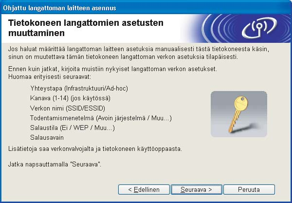 Vaihe 2 Kirjoitinohjaimen asennus 9 Tietokoneen langattoman verkon asetuksia on muutettava väliaikaisesti. Noudata näytöllä olevia ohjeita.