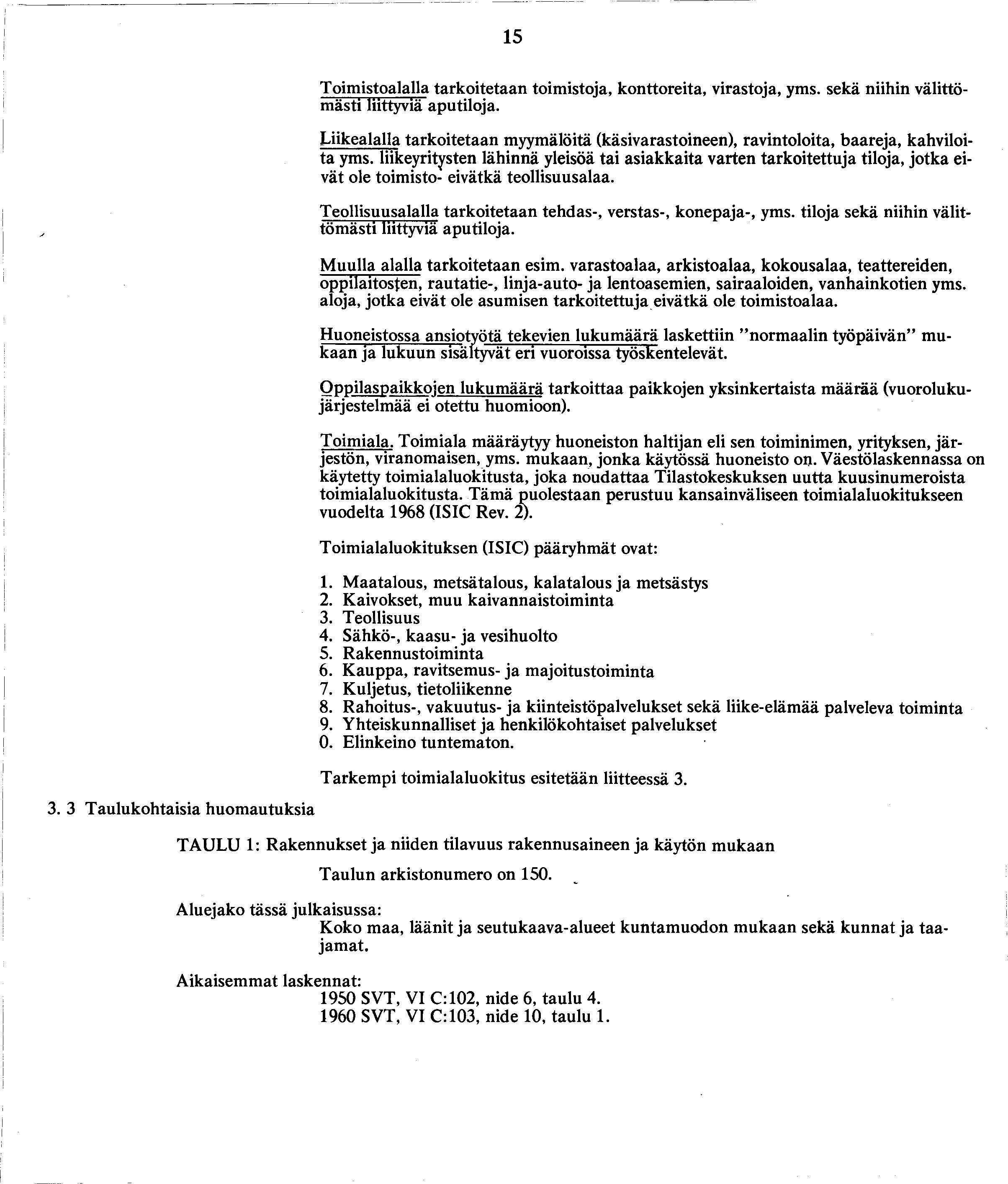 . Taulukohtaisia huomautuksia Toimistoalalla tarkoitetaan toimistoja, konttoreita, virastoja, yms. sekä niihin välittömästi liittyviä aputiloja.