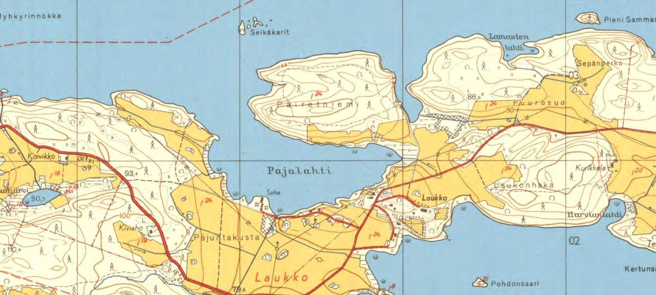 5 Ote v. 1954 peruskartasta tutkimusalueen kohdalta Muinaisjäännökset 1 VESILAHTI JUSSILANHAKA Mjtunnus: Rauh.