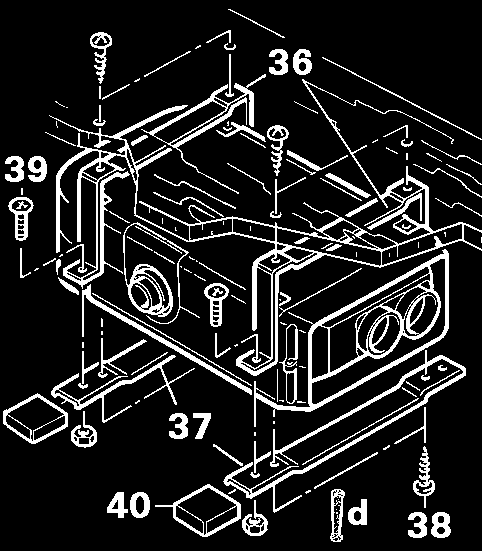 Poraa kiinnitysreiät sivuun kauluksen alapuolelle (poranterä Ø 2,5 mm). Kiinnitä läpivienti neljällä ruuvilla (33).