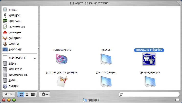 BRAdmin Light -määritysapuohjelma (Mac OS X -käyttäjät) Brother BRAdmin Light -ohjelma on Java -sovellus, joka on suunniteltu Apple Mac OS X - ympäristöä varten.