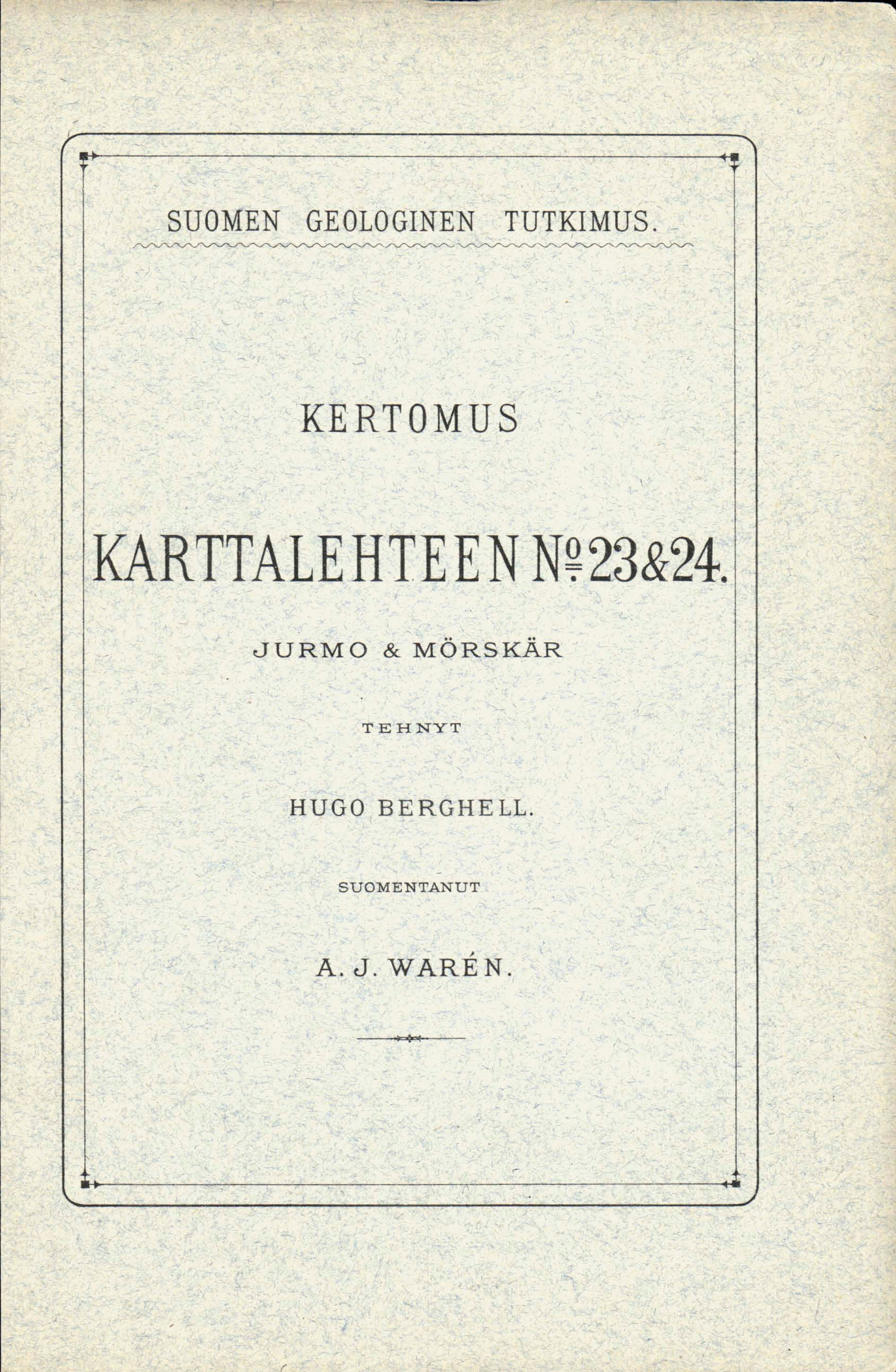 f \ SUOMEN GEOLOGINEN TUTKIMUS.