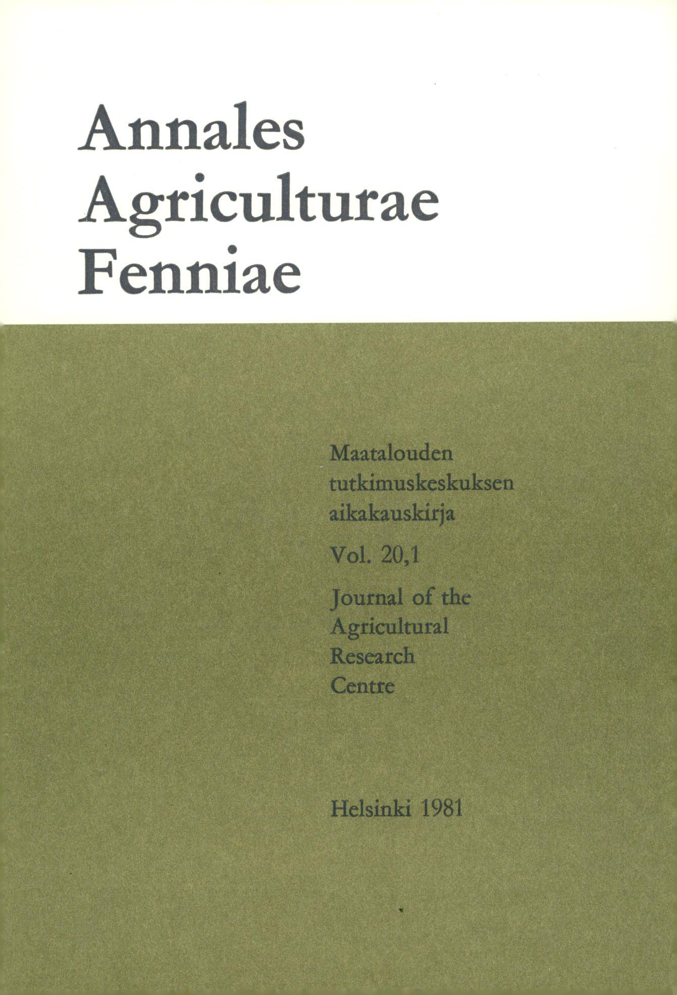 Annales Agriculturae Fenniae Maatalouden tutkimuskeskuksen