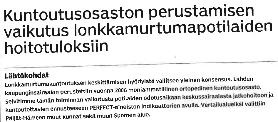 Pikkarainen, Vaara & Salmelainen Gerontologinen kuntoutus osaksi uudistuvia vanhuspalveluja/ Fysioterapia 1/2014 -