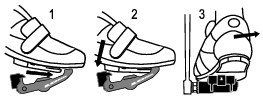 Polkimen tiukkuuden säätäminen LOOK-polkimet toimitetaan AINA minimitiukkuuteen säädettynä. Säätäminen tapahtuu polkimen takaosan vivusta 3 mm:n kuusiokoloavaimella.