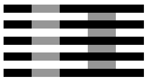 Kuva 1: Whiten illuusio 5. Tässä kuvassa harmaat palkit ovat täsmälleen saman sävyisiä huolimatta siitä, että ne näyttävät erilaisilta.
