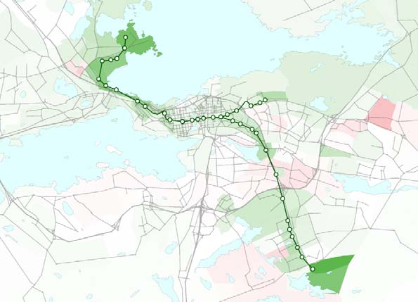 Liikenteelliset vaikutukset Raitiotie lisää joukkoliikennematkojen määrää Tampereen alueella bussivaihtoehtoon verrattuna 2025 mennessä 10 % kaikista matkoista, 15 % keskustaan suuntautuvista 2040