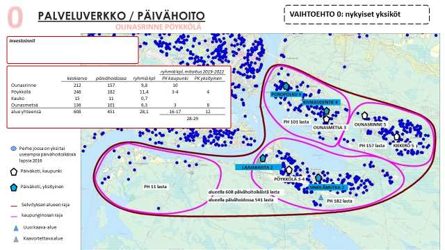 Sivu 10/15 4. VAIHTOEHDOT 4.1 Toiminnan järjestämisvaihtoehdot Seuraavassa on esitetty kolme perusvaihtoehtoa tarkasteltavan alueen varhaiskasvatuksen palveluverkon rakenteiksi.