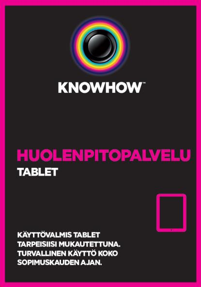 Huolenpitopalvelu tablet 6-36 kk Supportavtal för surfplatta ger dig en specialanpassad produkt som är klar för användning direkt. Nödvändiga säkerhetsprogram & Cloud installerat samt aktiverat.