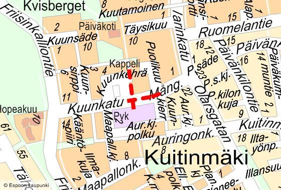 Espoon kaupunki Pöytäkirja 59 Tekninen lautakunta 15.06.2016 Sivu 24 / 54 Katusuunnitelmaehdotuksista ei jätetty yhtään muistutusta määräaikaan mennessä. 1. SUUNNITELMAN SISÄLTÖ Olarin Kuunkadulta on purettu vanha Esson päärakennus ja siihen liittynyt kevyen liikenteen silta ramppeineen.