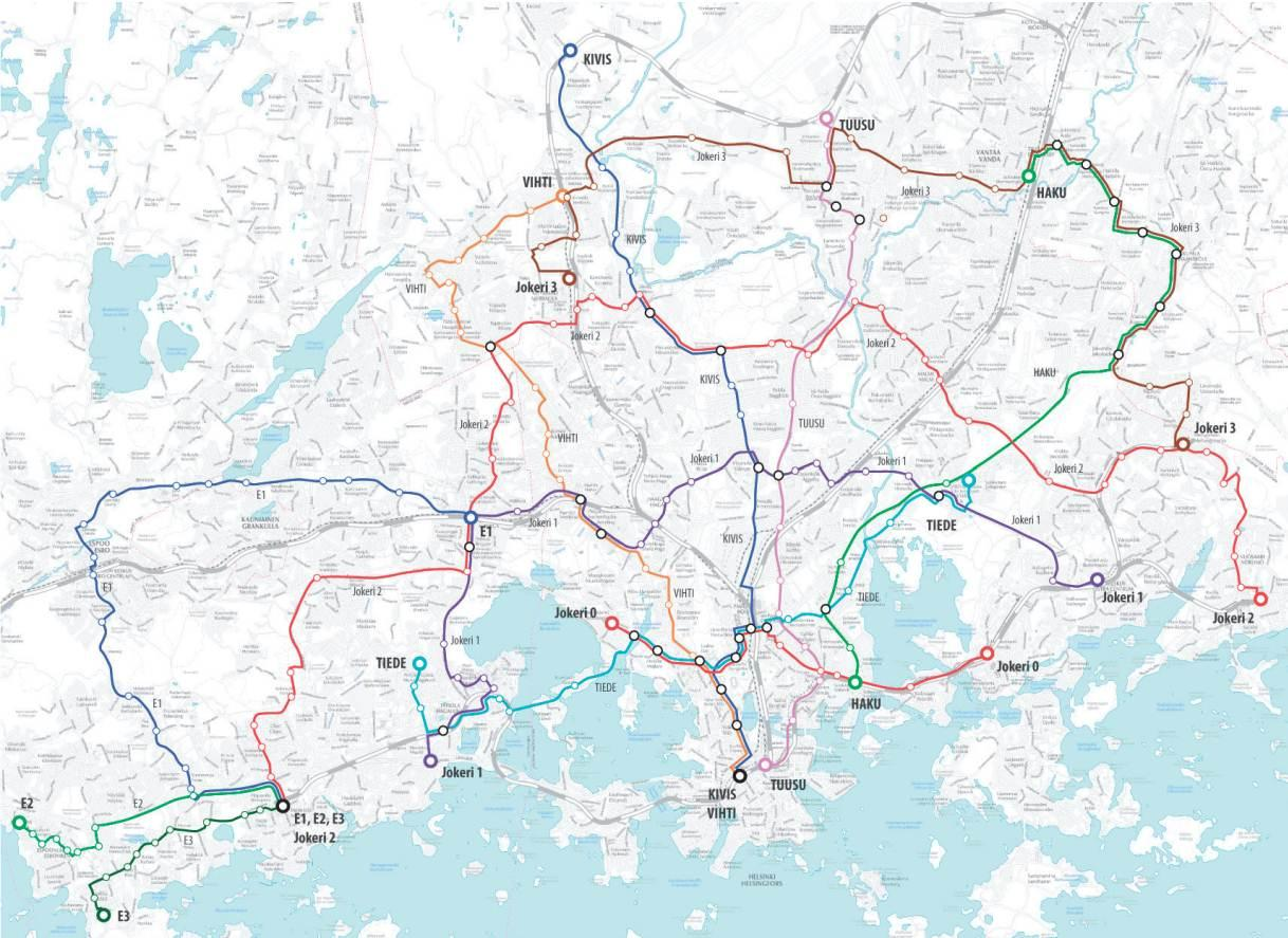 27 2.4.4 Runkolinjastosuunnitelma 2011 HSL:n tavoitteena on selkeyttää nykyistä bussilinjastoa.