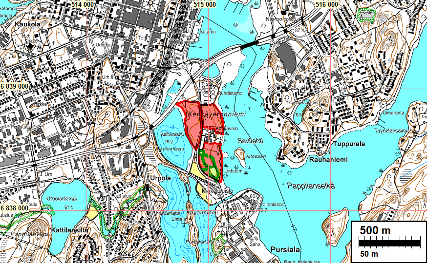 Yleiskartta Kartoilla: Muinaisjäännösrajaus on