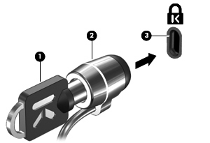 6 Valinnaisen vaijerilukon asentaminen HUOMAUTUS: Vaijerilukon tarkoituksena on vaikeuttaa tietokoneen väärinkäyttöä ja varastamista, mutta se ei välttämättä riitä estämään niitä. 1.