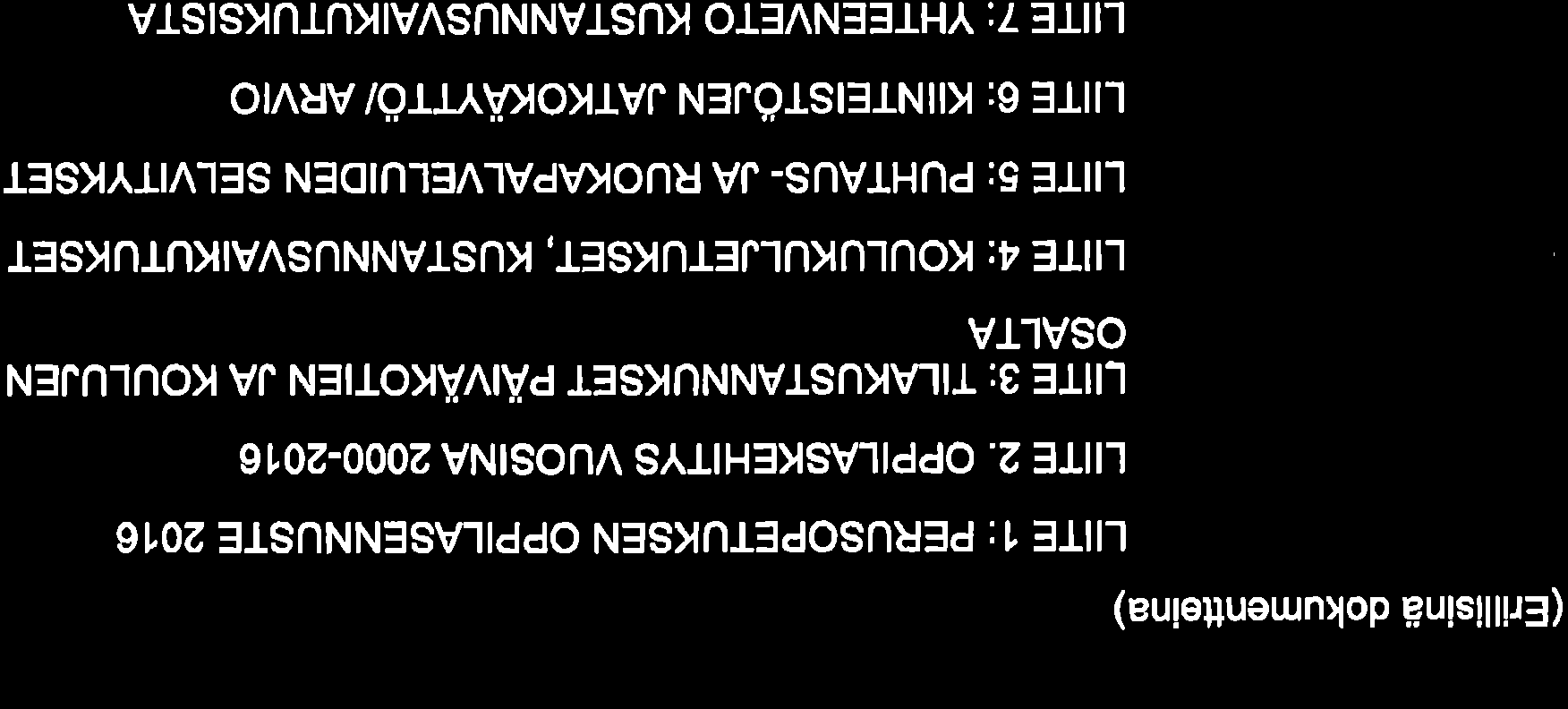 Pa lve I u ve rkkoi e n tov o tet lo 2 2 -l uv u I lo 1.9.12.216 LIITTEET (Eril lisinä dokumentteina) LIITE 1: PERUSOPETUKSEN OPPILASENNUSTE 216 LIITE 2. OPPILASKEHITYS VUOSINA 2OOO.