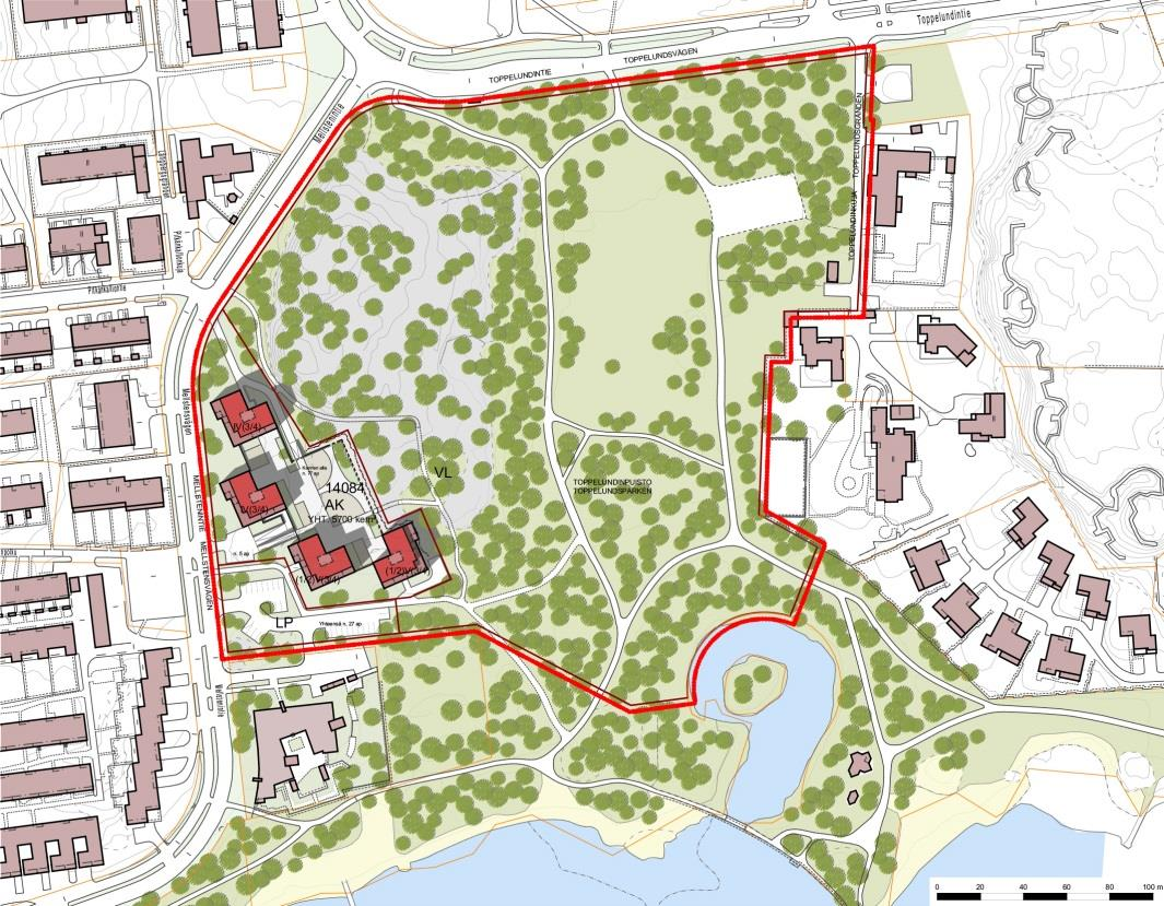 14 (30) maaston välisiin korkeuseroihin ja pyrkiä ratkaisuun, jossa tontin ja puiston välillä ei tarvita aitaa (korkeusero max. n. 500 mm).