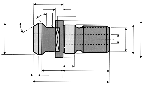 Tartuntakulma 45 Sokeana d1 45 Kartio G d d1 L l1 d2 ISO 8110320 40 M16 17 19,00 44,5 16,40 13,00 9,00 8110520 50 M24 25 29,10 65,5 25,60