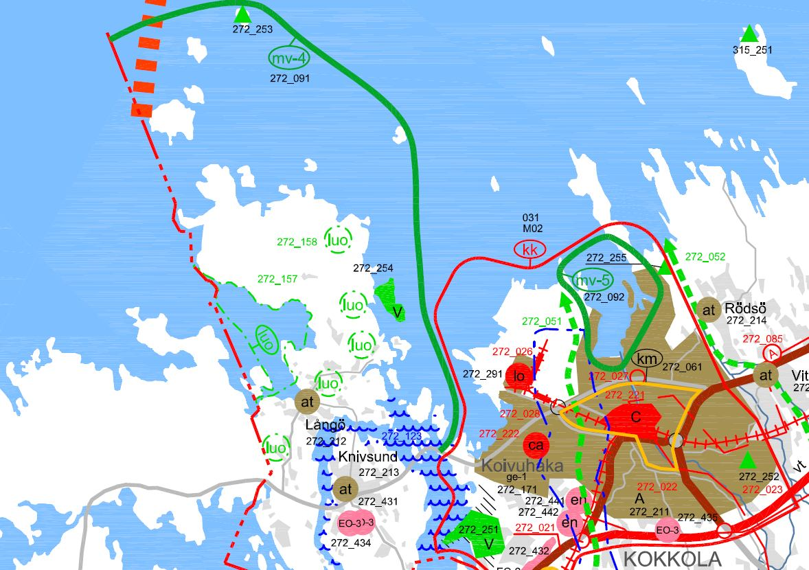 Suunnittelualueen sijainti on esitetty punaisella ympyrällä. Bild 2. Utdrag från strandgeneralplan godkänd 25.8.2008.