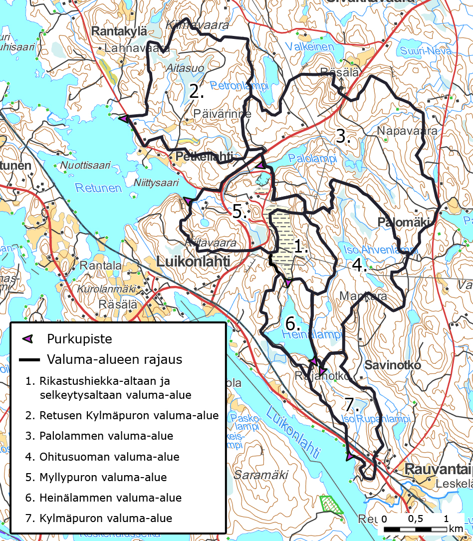 6.9 PINTAVEDET Hankealue kuuluu Vuoksen vesistöalueen Juojärven reittiin.