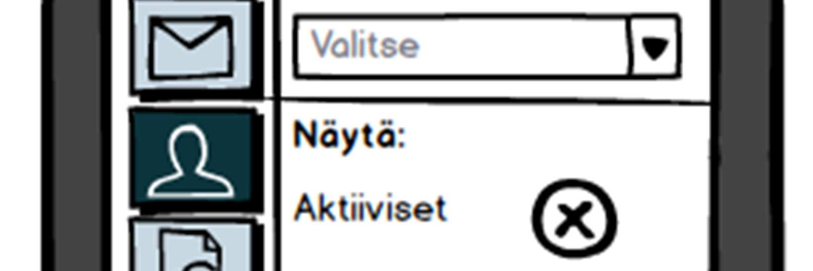 Pudotusvalikosta pääsee näkemään ja valitsemaan halutun käyttäjäkategorian (ks. kuviot 4 ja 5).