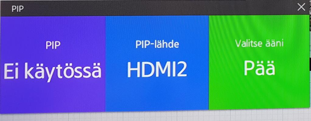 Keskimmäisestä ruudusta valitaan lähde mitä tahdotaan näyttää malliesimerkissä näytämme Coalescen kautta toisen tietokone ruudun eli valitaan siinä tapauksessa HDMI2, voit vaihtaa lähteitä mielesi