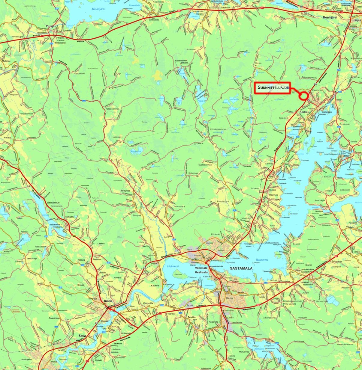 KARKUN TEOLLISUUSALUEEN ASEMAKAAVA LUONNOS A 044 KUVA 1: Suunnittelualueen likimääräinen sijainti Asemakaavan selostus 11.11.2015 OAS sekä luonnos tekninen lautakunta 27.2.2014 Vireilletulosta kuulutettu 5.