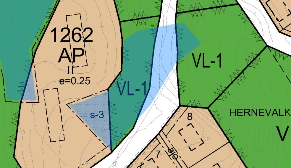 6 (18) Asemakaavaehdotuksessa kortteliin 1262 i sijoittuva osa liito-orava-alueesta on merkitty s-3 rajauksella; Alueen osa, jolla olevaa liito-oravan kannalta arvokasta puustoa ei saa kaataa eikä