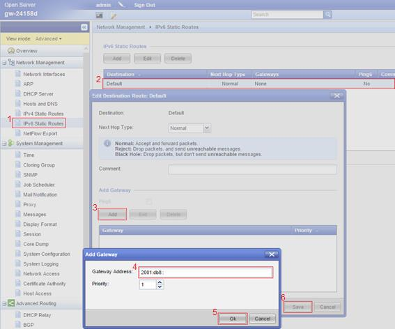 34 IPv6-pohjainen oletusreitti, kuten muutkin staattiset IPv6-reitit, asetetaan Gaia portalissa IPv6 Static Routes -sivun kautta kuvan 9 mukaisesti.