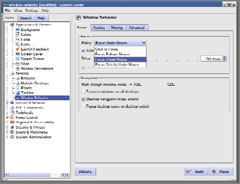 Mietittävää Milloin ikkuna on aktiivinen? Ikkunoiden hallinta 56 57 KDE Window Behavior Settings Mietittävää Milloin ikkuna on aktiivinen? Miten voi liikkua ikkunoiden välillä helposti?