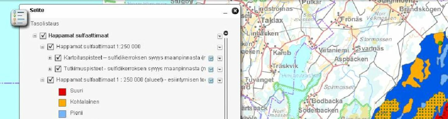 YMPÄRISTÖVAIKUTUSTEN ARVIOINTISELOSTUS 100 / 235 Happamat sulfaattimaat Sulfaattimaat ovat muodostuneet Itämeren alueelle Litorinakauden aikana, jolloin bakteerien kasvijäämien hajotusprosessin