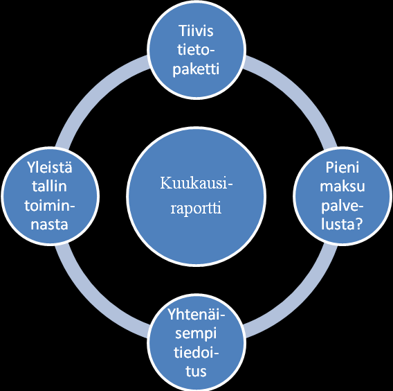 Kuva 6 Kuukausiraportin lähtökohtia.