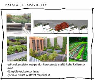 Maisemasuunnitelmassa selvitettiin minkälaisia viljelymahdollisuuksia asukkaille voitaisiin tarjota tiiviissä keskuspuistoa rajaavassa ympyräkorttelissa, jossa suurin osa pihasta on kannella.