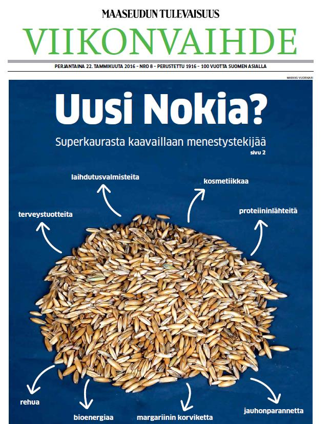 Kauran menestystarina jatkuu Terveys- ja hyvinvointitrendin myötä kauran kysyntä maailmalla kasvaa Pohjoismainen kaura on saanut maailmanlaajuisesti tunnustusta korkeasta laadustaan.