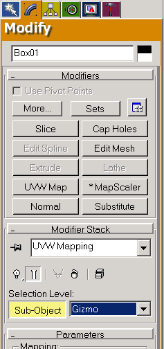 2. UVW-Mapping Jotta materiaalit toistuisivat 3D Studio Vizzin objekteissa oikein on ne projisoitava ja asemoitava UVW-Mapmodifierilla.