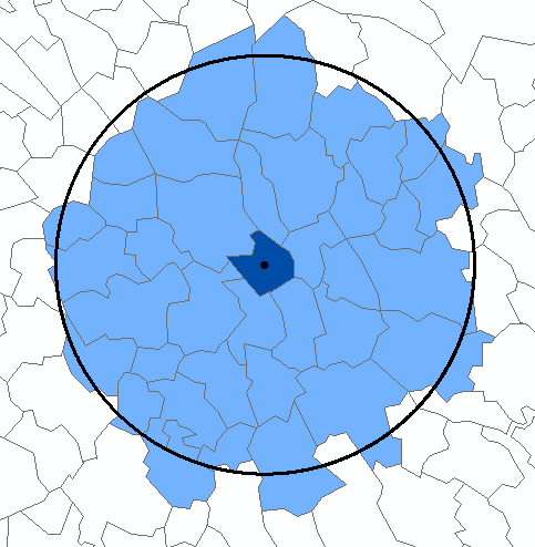 band Neighbors within the distance band considered as neighbors What distance to band use?