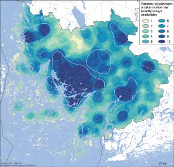 tuvat. Kemiön ja Dragsfjärdin tasaista keskusasemaa korostaa se, että Västanfjärdin suuntautumisen voimakkuus keskusten välillä vaihtelee sen mukaan, mitä muuttujaa tarkastellaan.