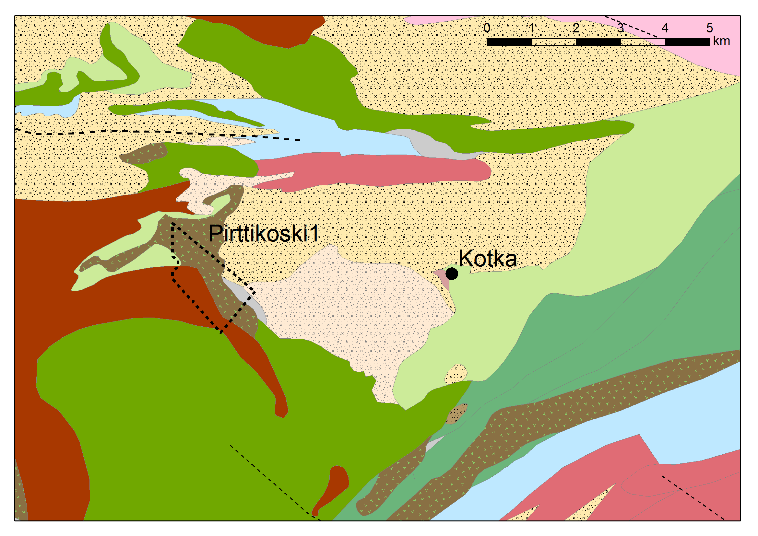 GEOLOGIAN TUTKIMUSKESKUS 97/2016 5 Kotkajärven granodioriitti rajoittuu Hämeen ja Pirkanmaan jaksoja erottavaan itä-länsi suuntaiseen rakenteeseen.