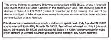 Commission Federale de la Communication (FCC Declaration) EN 55022 Compliance (Czech Republic Only) Cet équipement a été testé et déclaré conforme auxlimites des appareils numériques de class B,aux