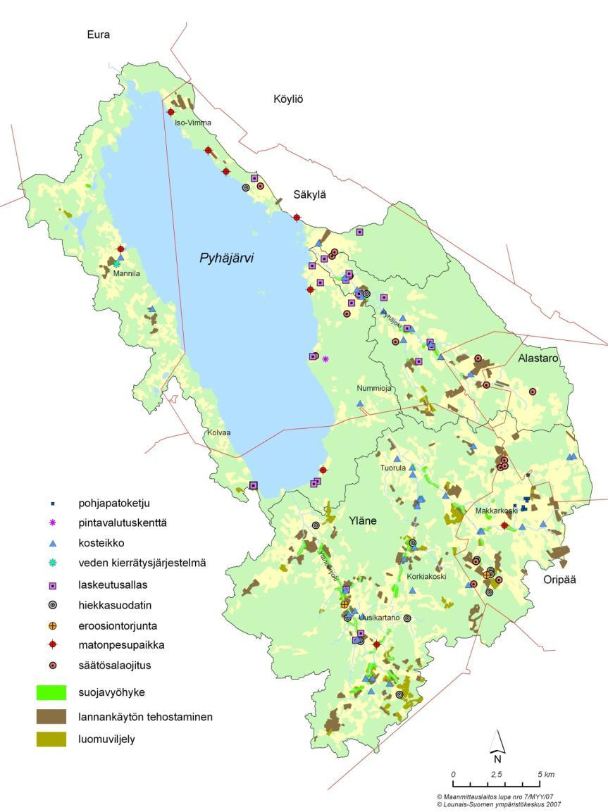 Pyhäjärven valumaalueella toteutettuja vesiensuojelutoimia Kosteikkoja 1990 luvulta lähtien Kohteita toteutettu eri rahoituksella - Maanomistajat,