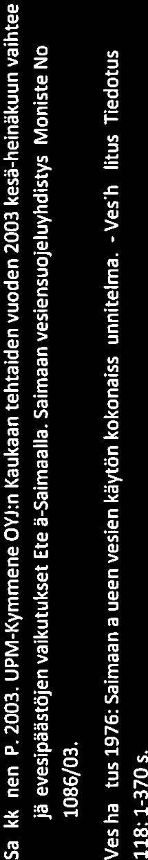 Saukkonen, P. 2003. UPM-Kymmene OVi:n Kaukaan tehtaiden vuoden 2003 kesä-heinäkuun vaihteen jätevesipäästöjen vaikutuk5et Etelä-Saimaalla.