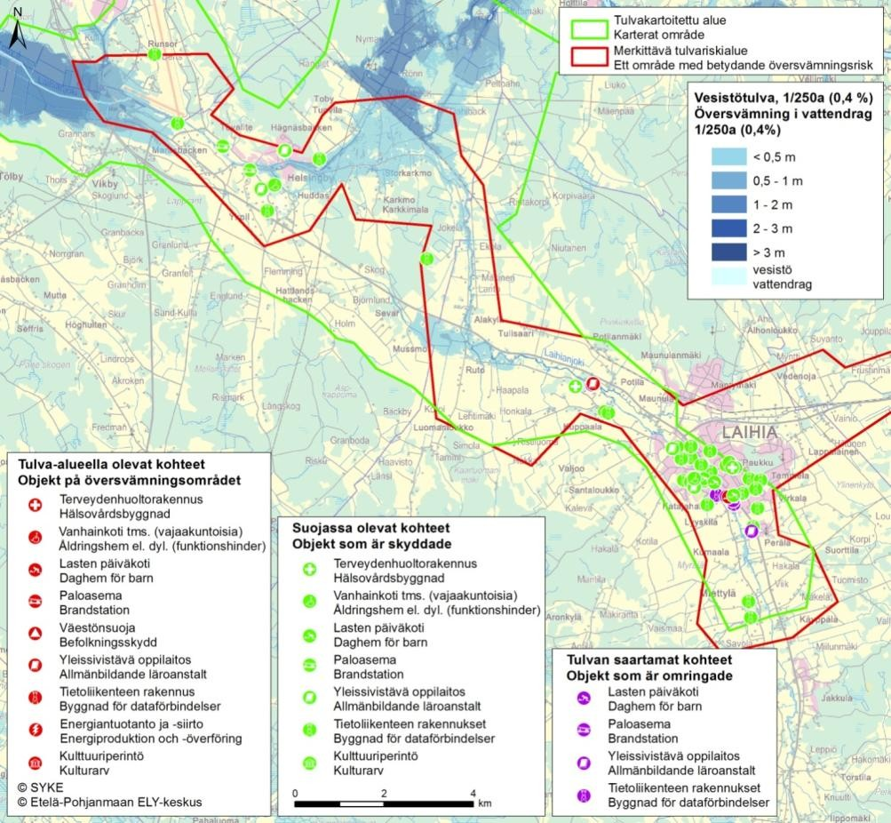 Tulvariskikartoitusraportti iite 6 Kuvassa 5 on esitelty kaikkien tulvakartoitetulla alueella sijaitsevien erityiskohteiden alueellinen jakautuminen.