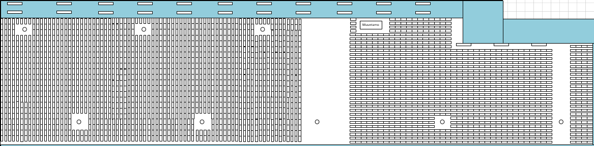 22 7.1 Layout 1 Ensimmäisessä layoutvaihtoehdossa oli ajatuksena, että vain osa konteista käännettäisiin nykyisestä laiturin suuntaisesta järjestyksestä pitkittäin. Suunnitelma on esitetty kuviossa 9.