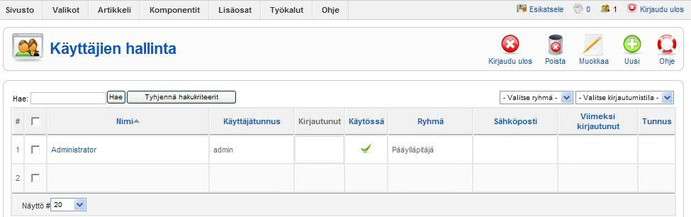 6 TOIMINNOT Sivuston toiminnoista esitellään muutama pääasiallisesti käytössä oleva toiminto.