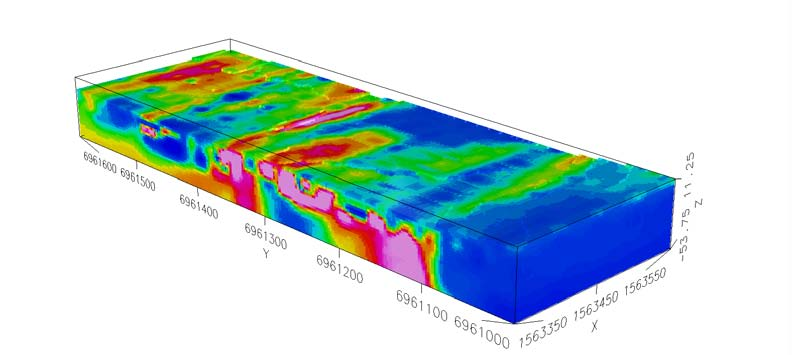 9 Figure 9. 3D- IP- inversion IP results by Taija Huotari- Halkosaari/GTK. Red values refer to high IP values.